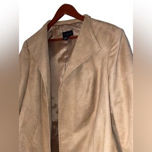 INVESTMENTS II Womens Tan Soft Open Front Blazer Jacket- 18W
